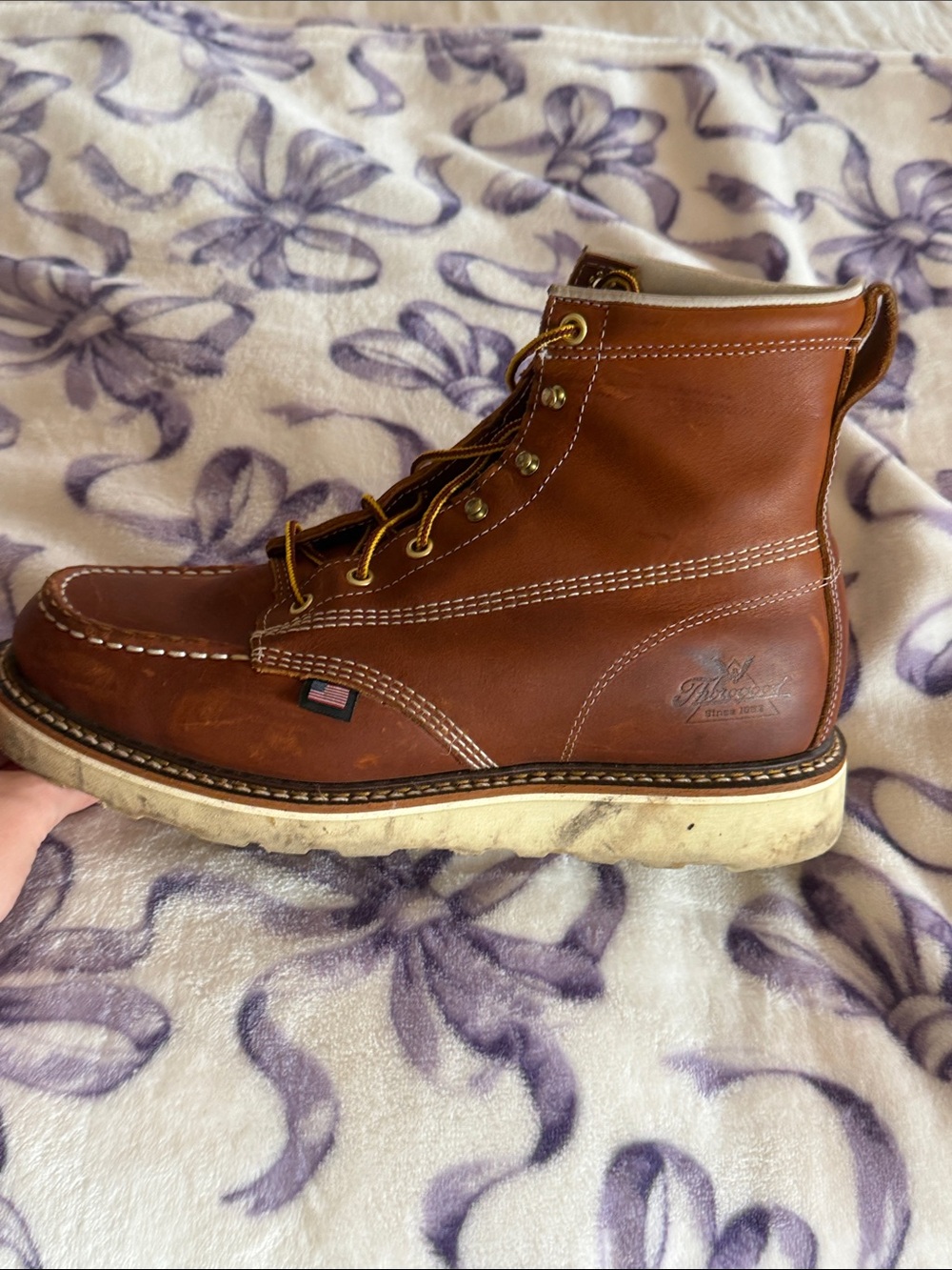 Made in USA Brown Leather Work Boot — Moc Toe - Picture 9 of 16